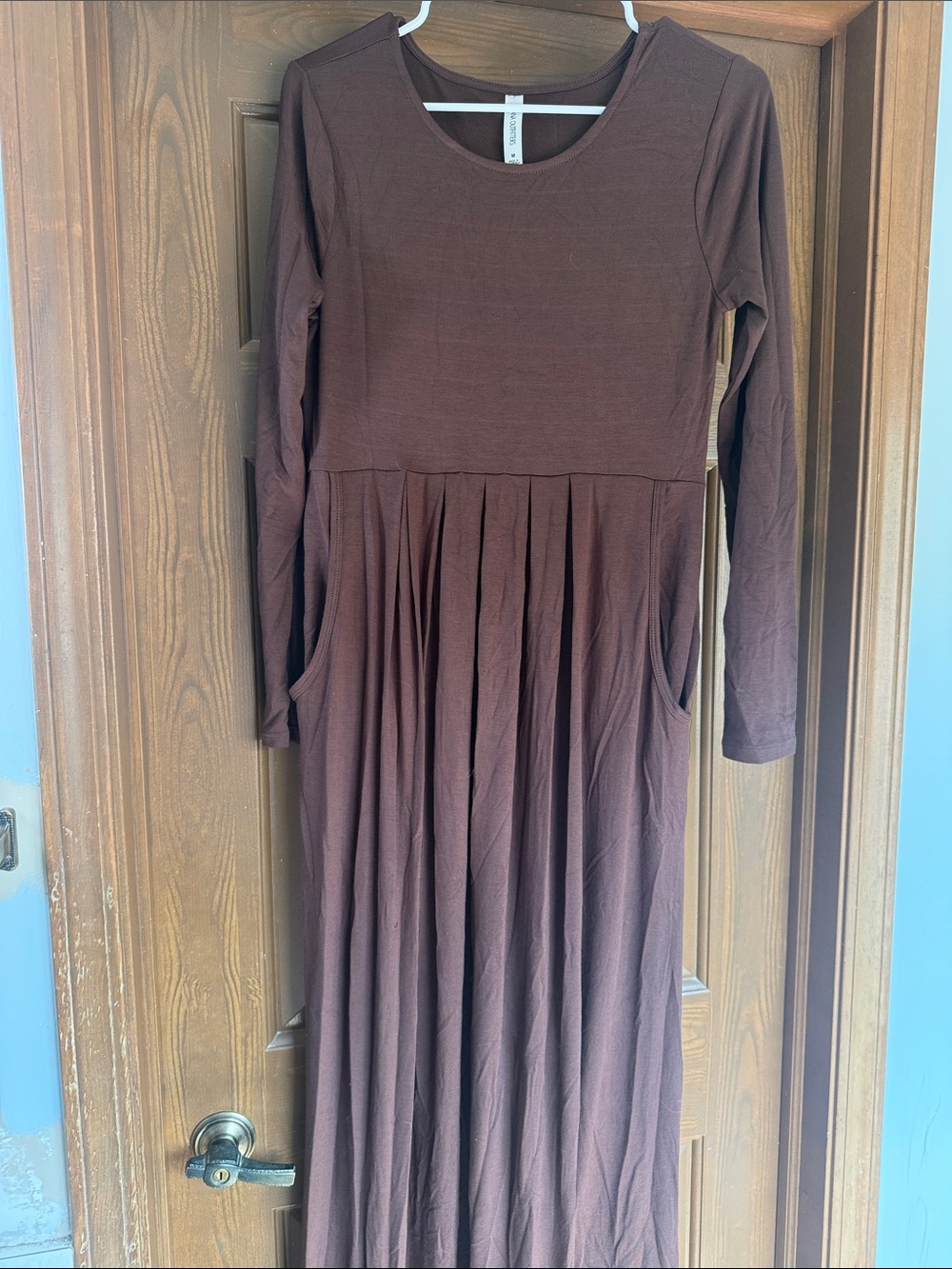 Zenana Outfitters Long Sleeve Brown Maxi Dress